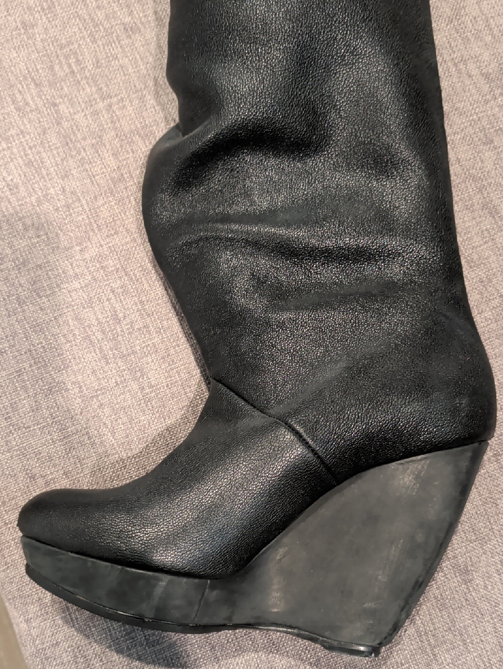 Balenciaga - Black Wedge Mid Calf High Boots - Picture 2 of 4